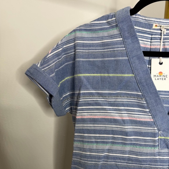 Marine Layer 'Bali' Tunic Top in Blue Multi Stripe - Picture 2 of 8